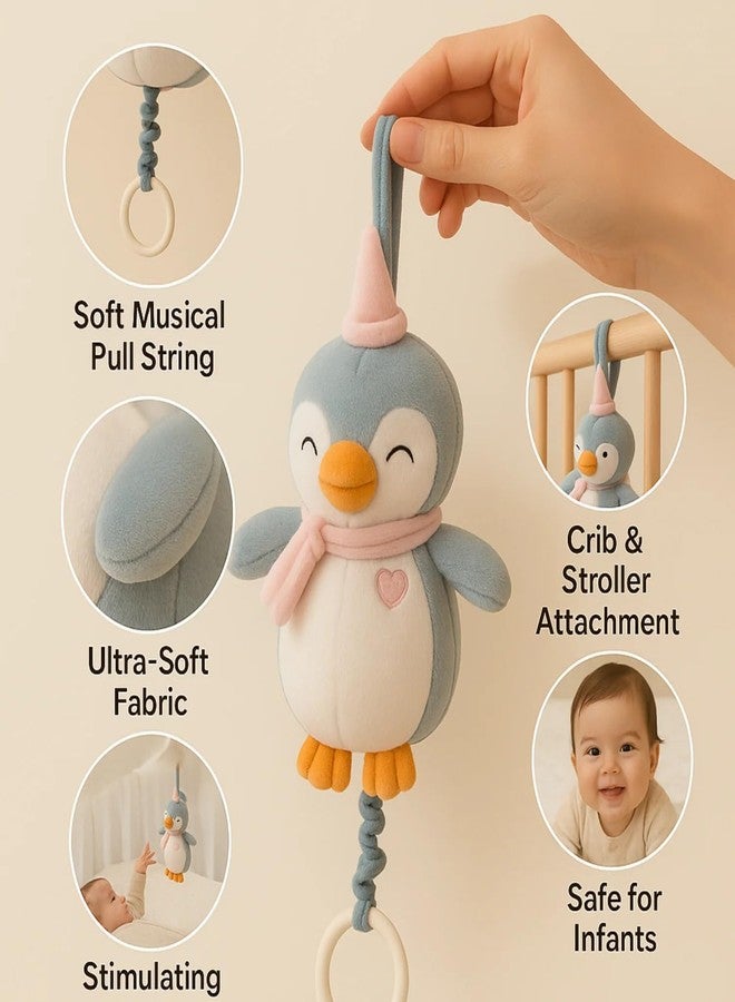 SMILE BABY Plush Hanging Toy Rattles for Crib and Stroller Keep Your Baby Entertained and Engaged. Soft, Colorful, and Safe, They Stimulate Sensory Development and are Perfect for Playtime Fun (PENGUI) - Image 4